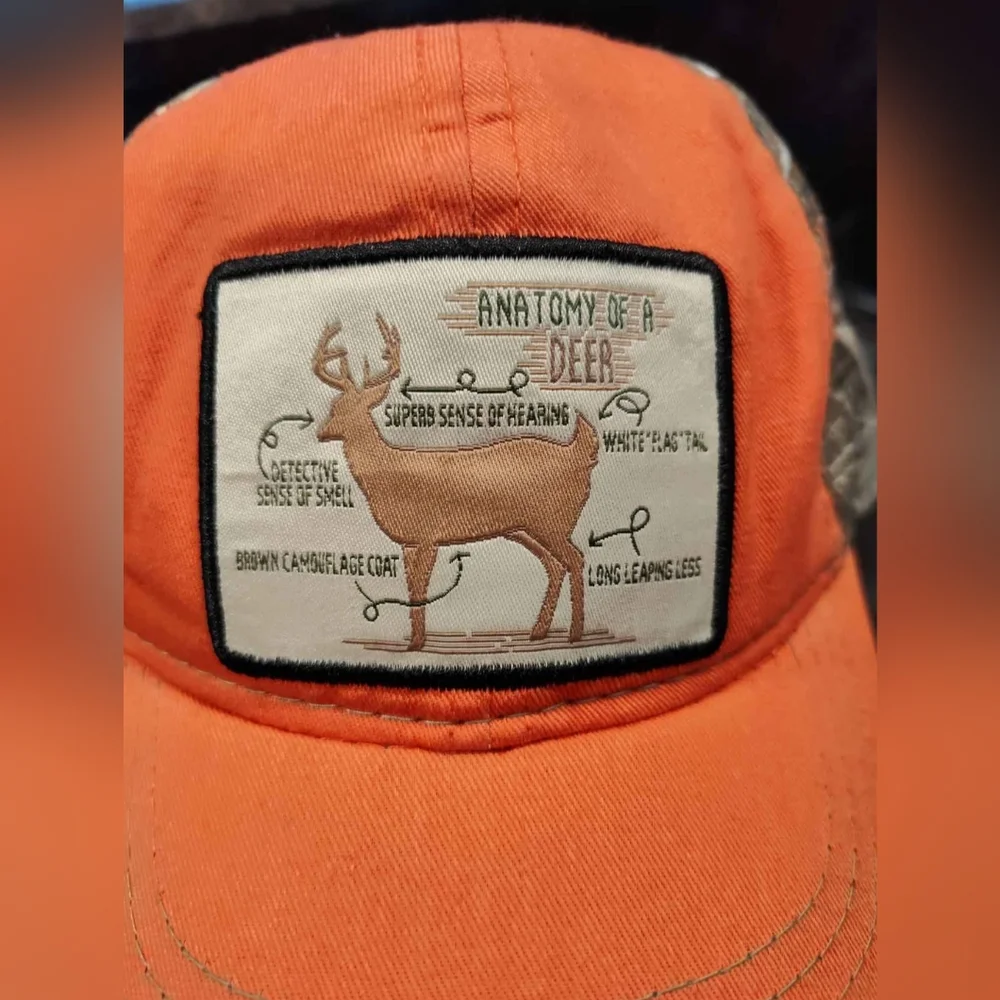 Toddler Blaze Orange and Camouflage Cap with Deer Patch